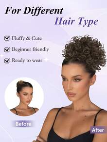 Messy Bun Elastic Drawstring Loose Wave Curly Hair Buns HairPiece Synthetic Hair Bun Hair Extensions Party For Women Daily Use - Multicolor - View 7