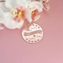 5 piezas/10 piezas/20 piezas Toppers de cupcake en forma de corazón de acrílico dorado con "Feliz Día de San Valentín", adecuados para el Día de San Valentín, fiestas de boda, decoración de pasteles y postres DIY - Multicolor - Ver 8
