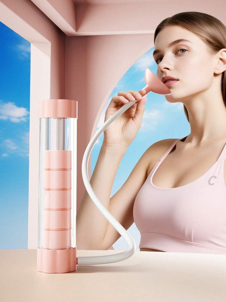 1pc Portable Breathing Dumbbell, Abdominal Exercise Lung Capacity Abdominal Muscle Waistline Pelvic Floor Muscle Facial Core Training Tool, Home Fitness Equipment, Adjustable Breathing Trainer (Facial And Abdominal Muscle Training) - Pink/Blue | Lung Capacity, Core Abdominal And Pelvic Floor Muscle And Exercise Equipment | Portable Home Fitness Equipment, Summer Essential - A - View 1