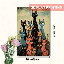 Room Decor 1pc Vintage Cat Wrought Iron Wall Art Tin Painting - Rustic Wrought Iron Wall Art Decoration, 2D Flat Print, Suitable For Living Room, Bedroom, Office, Farmhouse Decoration, 20.32cm X 30.48cm - 混合 - 查看 3