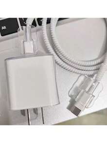 5件套波浪形线缆保护套，兼容苹果18W/20W充电器，保护套，波浪形数据线保护套，防弯折保护套，送朋友的好礼物，圣诞礼物充电器保护套手机配件充电器保护套 - 彩色 - 查看 4