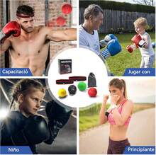 UEBSDVA Pelota de Boxeo Montado En la Cabeza, Reflex Ball Velocidad de Boxeo, con 2 Cintas para la Cabeza, 4 Balones de Entrenamiento, Adecuado para Mejorar la Velocidad de Reacción - negro - Ver 5