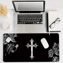 1pc Large Gothic Cross Rose Gaming Mouse Pad/Desk Mat - Black And White Aesthetic Computer Keyboard Surface, Non-Slip Base And Smooth High-Definition Printing, Extra Large Size, Suitable For PC, Office And Computer Gaming Setup - Compatible With Laser/Optical Mouse - Multicolor - View 11