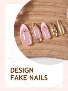 24片杏仁形星形美甲贴纸 - 法式金属光泽，3D金色花卉设计，可重复使用亚克力美甲贴纸，沙龙品质，适合女性/女孩，日常佩戴及派对美甲用品 - 彩色 - 查看 6