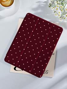 Kingsung Minimalist Pink Polka Dot Basic Pad Cases Burgundy Tablet Protective Case Compatible With Ipad 9.7/10.2/10.5/10.9/12.9/Pro 11 (10th Gen), Galaxy Tab S6 Lite 10.4", Kindle Paperwhite 12th Gen (2024), Kindle 11th Gen (2022), Offers Soft Shock-Proof Protection, Supports Smart Stand/Auto Wake/Sleep Function, Spring Easter Gift Pastel Birthday - Multicolor - View 3