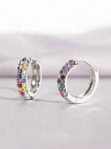 Colorful Diamond European And American Style Geometric Earrings, Niche Fashion Luxury High-End Elegant Earrings, Earrings Accessories