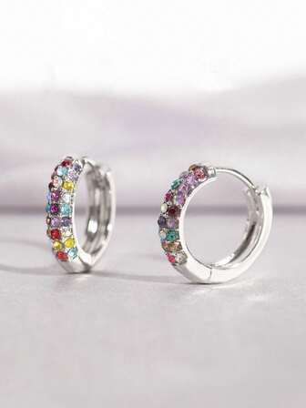 Colorful Diamond European And American Style Geometric Earrings, Niche Fashion Luxury High-End Elegant Earrings, Earrings Accessories