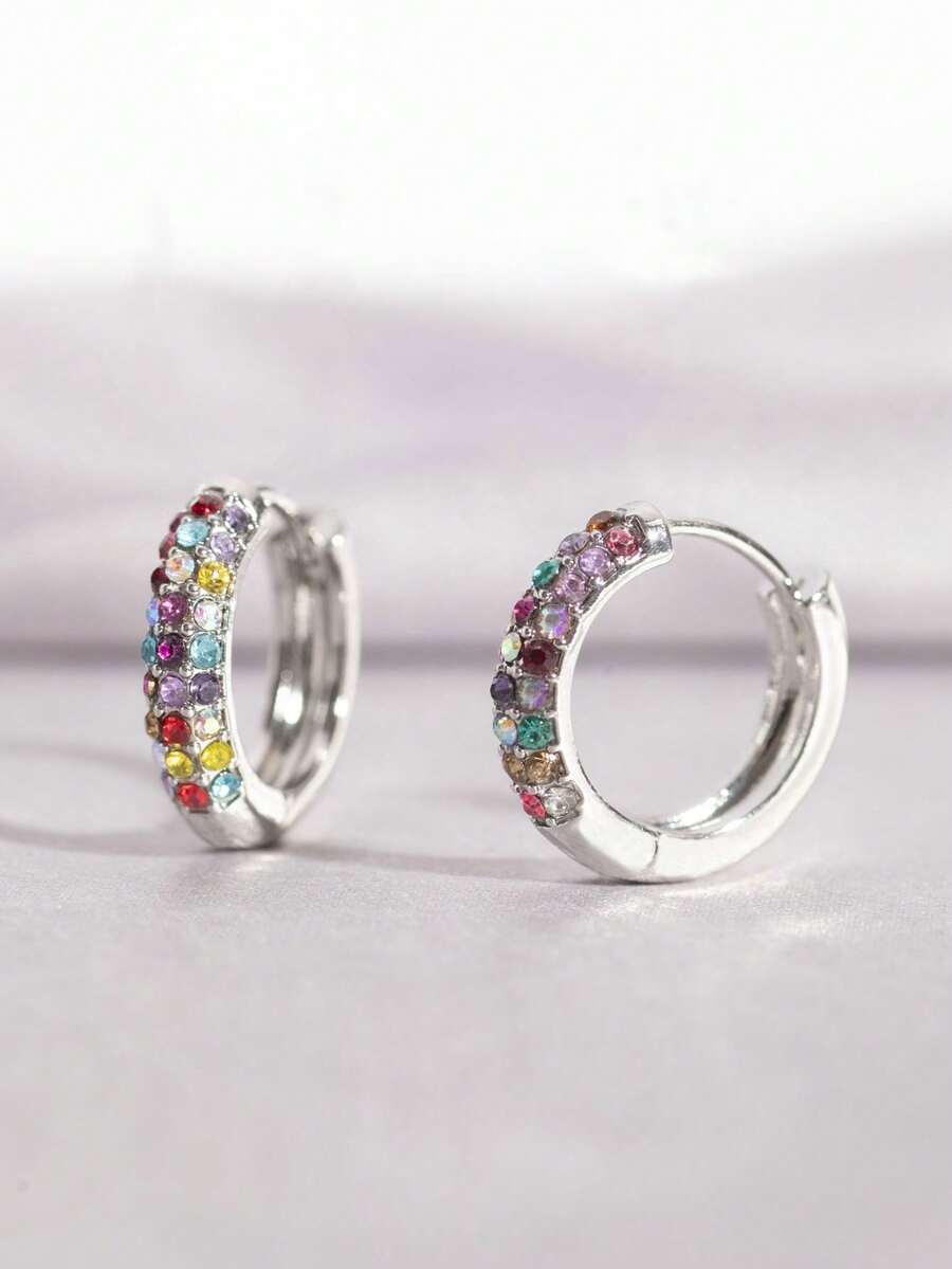 Colorful Diamond European And American Style Geometric Earrings, Niche Fashion Luxury High-End Elegant Earrings, Earrings Accessories