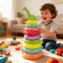 7-Layer Giraffe Rainbow Stacking Rings Baby Early Education Stacking Toy Hand-Eye Coordination Training Stacker For 0-3 Years Old - Multicolor - View 4