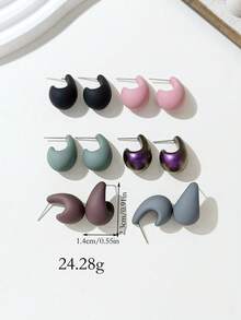 LADYCOCO 6 pares de pendientes de gota de agua de colores múltiples, elegantes y lindos, adecuados para el uso diario de las mujeres - Multicolor - Ver 2