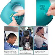 Inflatable U-Shaped Neck Pillow, Portable Airplane Travel Neck Support Pillow, Camping Equipment, Camping Essentials - Multicolor - View 7