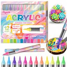 48/36/24/12 Cores Conjunto de Canetas de Marcador Acrílico, Secagem Rápida e Resistente à Desbotamento, Ideal para Pintura, Ilustração, Artesanato, Livros de Colorir, Projetos DIY em Papel, Tecido, Madeira, Pedra, Plástico, Vidro, Cerâmica, Abóbora, Metal e Mais, Ótimo Presente para Estudantes e Adultos, Adequado para Páscoa, Ação de Graças, Halloween, Natal - Multicolorido - Visão 15