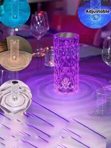 Rose Crystal USB Lamp | Minimalist Ins Creative, High-End Rose Crystal Decorative Table Lamp | Atmosphere Decor Nightlight | Party Light | Disco Ball Light | Desk Lamp | USB Powered (Color Changing) | Suitable For Bedroom, Party, Home, Office, Room, Gathering, Cafe, Dance Hall, Bedside