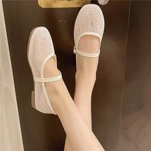 Women's Mesh Ballet Shoes 2026 New Spring/Summer Shallow Mouth Shoes Mesh Shallow Mouth One-Strap White Flat Shoes - White - View 4