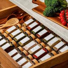 24pcs/12pcs/6pcs Square Glass Jar Set, Suitable For Barbecue Spices, Salt & Pepper Shakers, Seasoning Dispensers, Includes Wooden Lids, Labels And Brushes, Kitchen Organizer (Accessory Style Random) - Multicolor - View 6