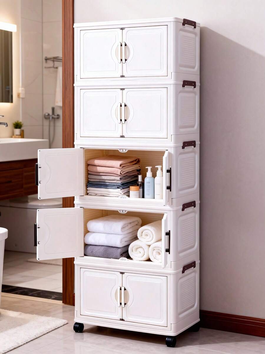 1 chiếc tủ đựng đồ bằng nhựa hai cửa rộng 60cm, tủ quần áo gấp gọn, tủ đựng đồ di động gia đình, tủ đựng đồ chơi phòng khách, tủ đựng đồ ăn nhẹ, tủ đựng đồ nhà bếp, quà tặng Giáng sinh & Halloween, hộp đựng khăn giấy phòng tắm, kệ để đồ trên sàn phòng ngủ, kệ giày gấp gọn