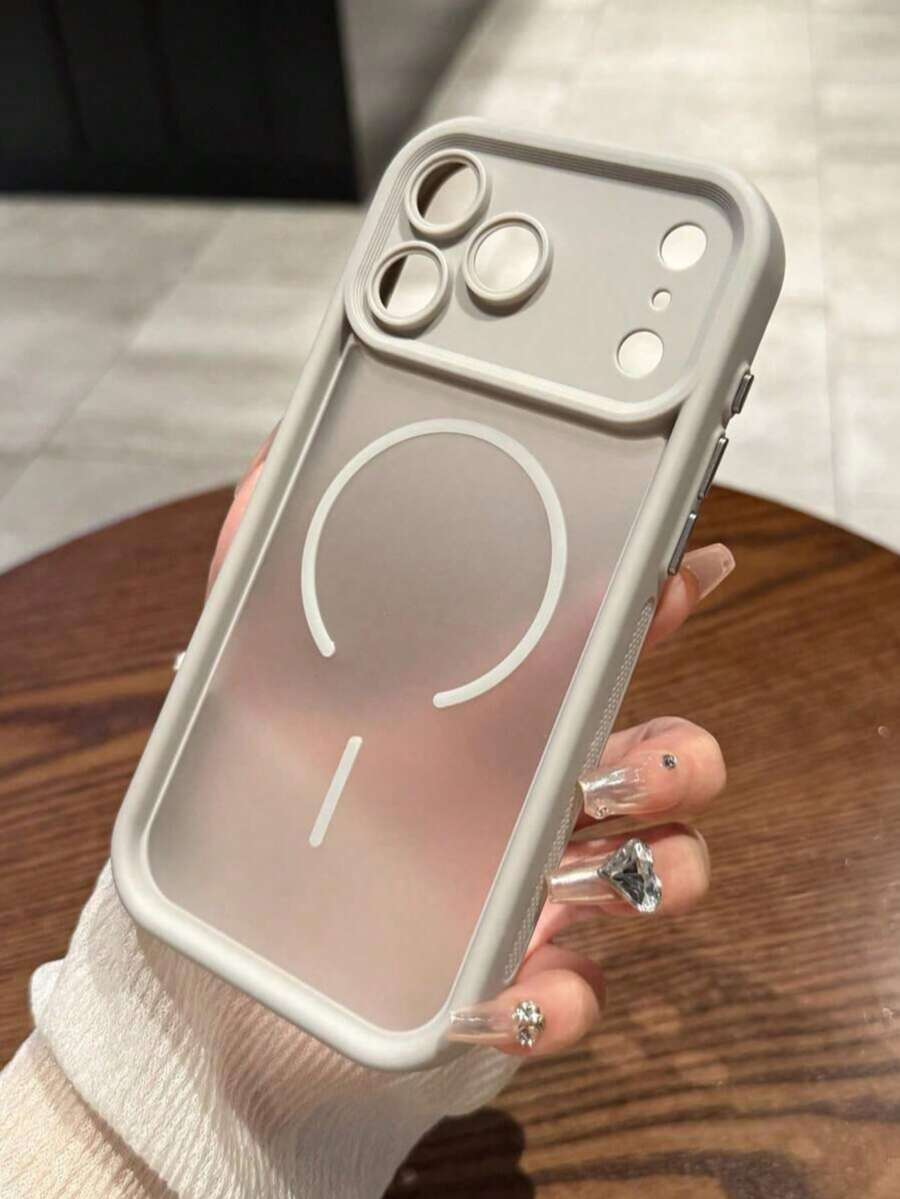 Translucent Matte Camera Protection Magnetic Wireless Charge Phone Case Compatible With IPhone 17 ProMax 17Pro 17Air 17 16 15 14 13 12 11 Pro Max Armor Plus Back Cover - Grey - View 1