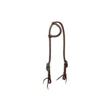 ProTack Headstall With Designer Hardware, Sliding Ear, Turquoise Flower - 最初的 - 查看 1