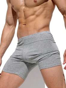 Men's Running Shorts Solid Color Elastic Waist Yoga Slim Fit Training Gym Workout Shorts - Grey - View 2