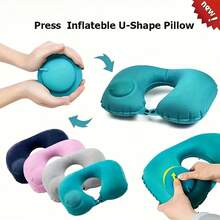 Inflatable U-Shaped Neck Pillow, Portable Airplane Travel Neck Support Pillow, Camping Equipment, Camping Essentials - Multicolor - View 2