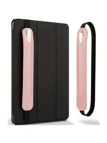 Goospery 笔套，兼容 Apple Pencil 保护套（第一代和第二代），触控笔套，PU 皮革材质，配有弹性绑带，适用于所有平板电脑，包括 iPad Pro 12.9 英寸、11 英寸、Air 4 代 - 粉色 - 彩色 - 查看 1