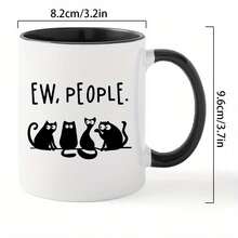 EW, PEOPLE 11oz Coffee Mug With Funny Sarcastic Design & EW, PEOPLE Text - Reusable Black Mug With White Interior, Hand-Wash Only, Coffee Lovers, Men & Women, Coffee Bar Accessories, Coffee Cup, Humorous Drinkware, Highquality Cup, Office Humor - EW, PEOPLE - View 3