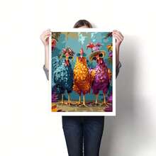 40*50厘米 DIY 数字油画，小鸡队，释放全新活力。数字油画是一种释放创造力的趣味方式，一种将艺术体验与奇趣可爱完美融合的艺术享受，也是点亮您空间的个性化选择。 - 中紫紅色 - 查看 9