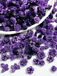 30朵紫色玫瑰软花美甲装饰，3D玫瑰山茶花盛开花苞，法式深紫色玫瑰，适合情人节派对美甲DIY配件 - 紫色 - 查看 5