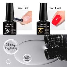 4件套完整美甲护理套装 - 指甲预处理脱水剂、无酸底胶、面胶底油和亮油，打造更健康的指甲和持久亮泽的指甲油。