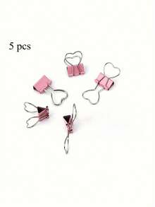 4/8/12PCS Valentine's Day Pink Heart Shaped Clips - Cute Long Tail Planner Clips For Scrapbooking, Love Notes, Photo Display, Journaling, Girls Gifts - Multicolor - View 7