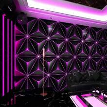 1卷3D发光壁纸，现代科技风格，易于粘贴和撕除，防水自粘可移除接触纸，适用于客厅、卧室墙面装饰、办公室、咖啡厅、家居和宿舍装饰。 - 紫色 - 查看 6