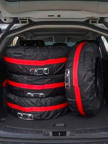 汽车轮胎罩 – 防水、防尘、防紫外线，适用于备胎、雪地胎和普通轮胎，采用 210D 牛津布面料，带工具袋、可调节扣环和收纳袋，备胎罩，轮胎保护罩 - 彩色 - 查看 4