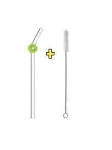 1/2/6件装水果主题可重复使用玻璃吸管套装，草莓、柠檬、猕猴桃、西瓜和橙子图案 | 含清洁刷 | 清新自然风格 | 厨房必备、生日礼物、节日家居装饰和海滩派对必备 - 透明 - 查看 7