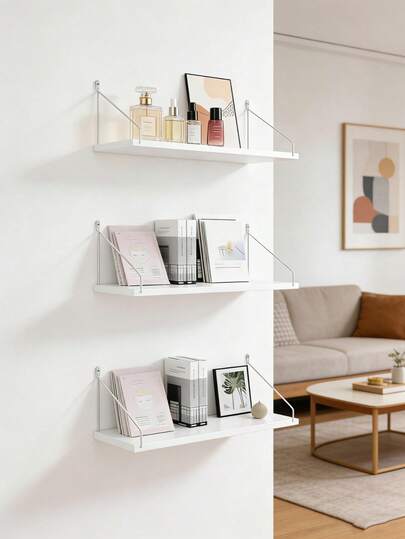 Estantería flotante blanca - Organizador de almacenamiento decorativo y ahorrador de espacio para el hogar, oficina y sala de estar | Estas elegantes estanterías de pared blancas son perfectas para organizar libros, decoración, botellas de perfume y pequeños artículos esenciales para tu oficina en casa, sala de estar o dormitorio. Diseñado para instalación montada en la pared.