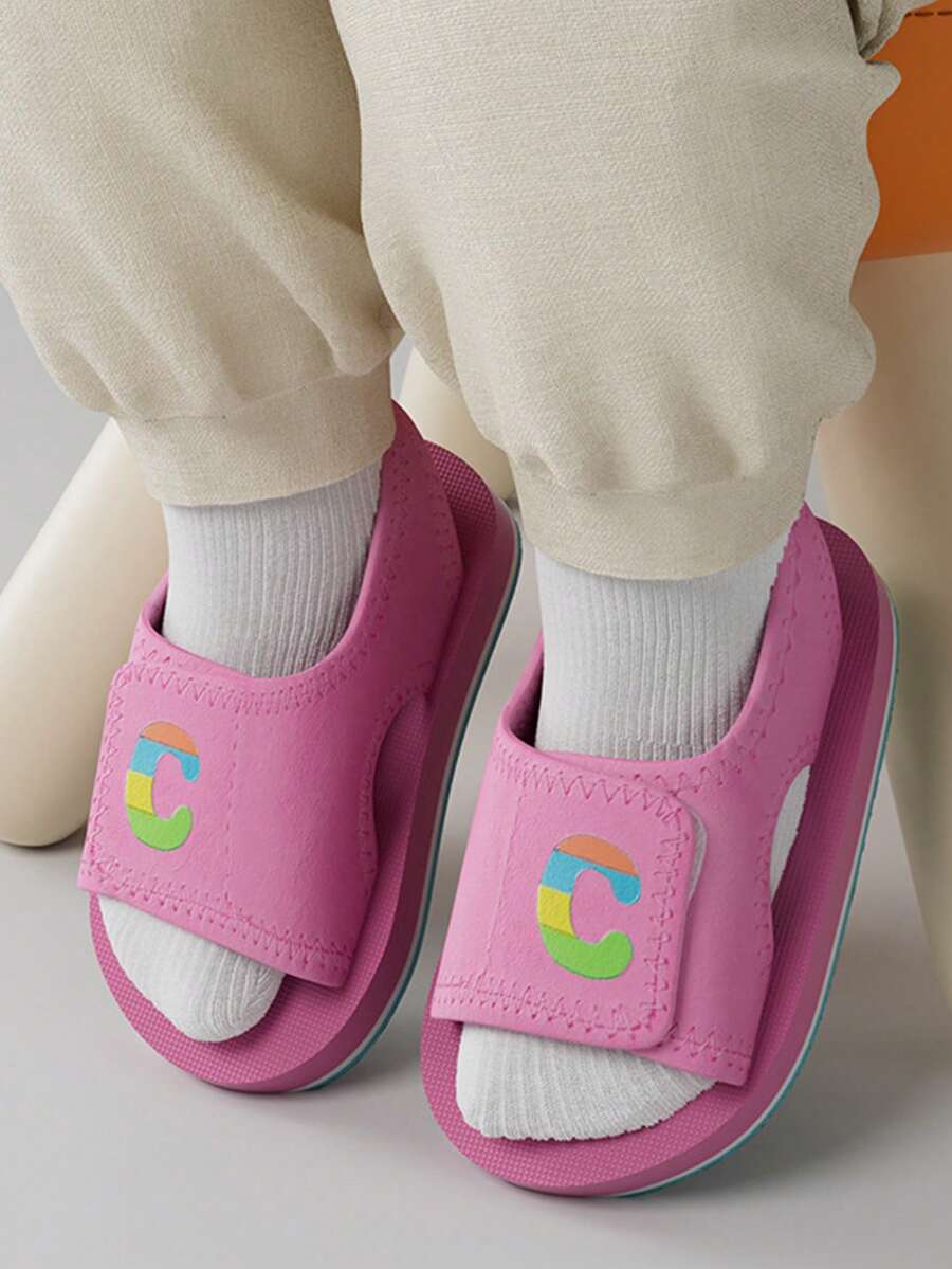 A Pair Of New Hook And Loop Lace-Up Sandals For Children, Summer Soft-Soled Girls And Infants, And Beach Cool Slippers - Pink - View 1