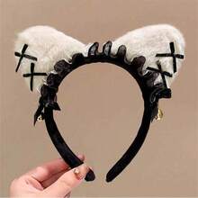 1 قطعة كليب شعر على شكل أذن قطة، أذن حيوان مع فيونكة، شريط رأس للقطط والأرانب مع جرس، هدية عيد ميلاد وهدية عيد الفصح، شريط شعر على شكل أذن قطة + طوق للسيدات، اكسسوارات شعر جميلة للاستخدام اليومي