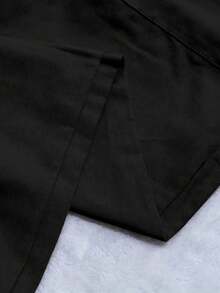 Japanese Style Elastic Waist Drawstring Relaxed Fit Casual Pants - Black - View 3