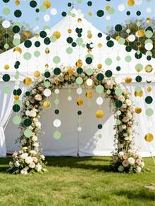 13 قدم من الزينة الحلزونية الخضراء والذهبية، بانر معلق مزين بنقاط بولكا لامعة خضراء لحفلات الخطوبة والعروس، ديكورات أعياد القديس باتريك، مناسبة للزفاف والذكرى السنوية وعيد الميلاد وعيد القديس باتريك وحفلات عيد الحب - متعدد الألوان - مشاهدة 8