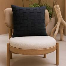 Macrame Cotton Ribbon Cushion Cover Boho Chic Rustic Trance Modern 45CM X 45CM - Black - View 6