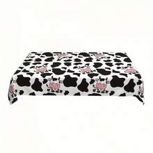 1pc Disposable Tablecloth With Cow Farm Animal Theme, Black & White Cow Print Pattern, Suitable For Young People's Birthday, Party And Picnic, Black/White Plastic Rectangle Cover - Multicolor - View 15