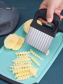 1pc Wolf Tooth Potato Knife - Dual-Purpose Potato Peeler And Vegetable Grater, For Slicing Potatoes, Cutting Strips - Kitchen Vegetable Cutting Tool - Vegetable Peeler - Black - View 6