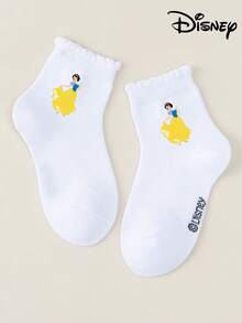 Disney 5双装公主可爱袜子，艾莎和美人鱼图案，中筒袜，韩式卡通风格，白色，儿童袜子，男童袜子，女童袜子，适合狂欢节、情人节、圣帕特里克节、慕尼黑啤酒节、复活节、斋月等各种场合，整体可爱风格 - 彩色 - 查看 7