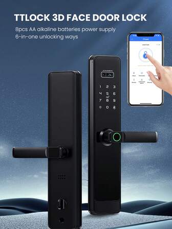 Tropernic TTLock APP 3D Face Recognition Electronic Digital Smart Door Lock With Camera,Keyless Entry Smart Door Lock,IC Card,Password,Fingerprint,Key Unlock
