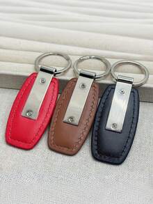 Fashionable Metal And PU Leather Keychain, Customizable Logo And Name, In-Stock Hardware Accessories, Suitable For Car, Motorcycle Key Rings, Clips, Pendants, Gifts - Multicolor - View 10