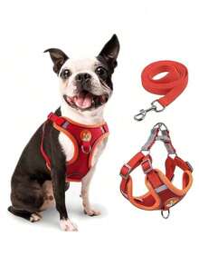 Dog Collar, Cat Collar With Leash For Small And Medium-Sized Pets, Comfortable Vest - 紅色 - 查看 1