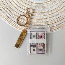 1 pieza Mini llavero realista de barra de dólar, accesorio casual y creativo para bolsos de mujeres/hombres, coches, regalo único para amigos, parejas, padres, cumpleaños, recuerdo de fiesta - Multicolor - Ver 1