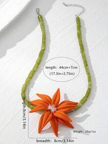 1 pieza Collar de flores de cuentas hecho a mano, collar gargantilla de nudo de bambú con camelias 3D de estilo dulce y elegante para fiestas, cadena de cuello de alta gama con vibra única - Collar de flores tejidas - Ver 11