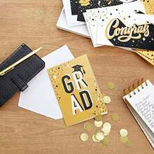 Hallmark - Tarjetas de graduación a granel, negro y dorado (36 tarjetas y sobres, 6 diseños)(Negro y dorado) - Multicolor - Ver 2