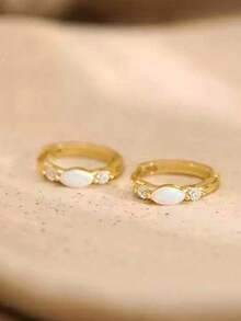 1 Pair Elegant Copper Geometric Round Hoop Earrings, & Versatile Gift For Women - Yellow Gold - View 5