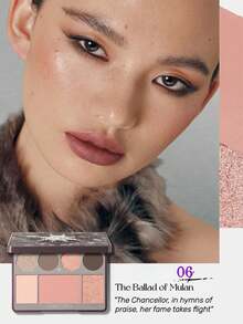 GIRLCULT Face Palette 06 Satin Nude, Newly Upgraded Texture, All-In-One Makeup Palette, Curated Color Selection, Harmonious Tones, Silky Blush, Radiant Highlighter, Buildable Formula, Multifunctional Use, Long-Lasting Wear, Everyday Makeup, Special Occasions-13g/0.46 Oz - 06 Màu nude satin - Xem 8
